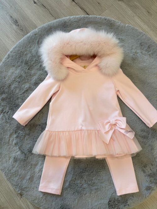 Coordinato bimbalò con pelliccia visone rosa