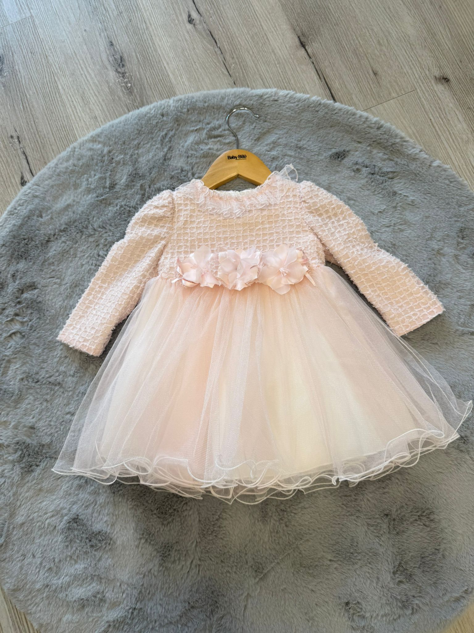 Abito cerimonia bimbalò rosa cipria