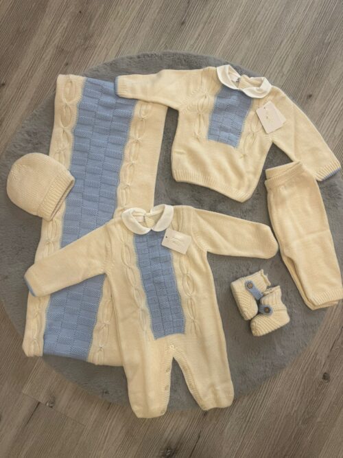 Set nascita e uscita in lana neonato 5 pz