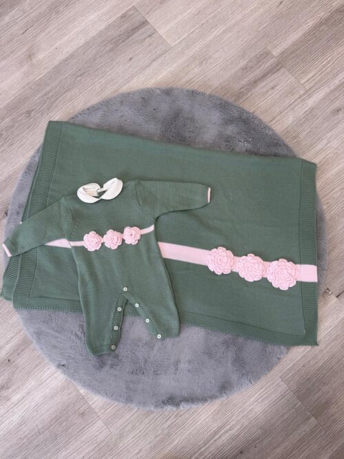 Set copertina e tutina neonata in lana