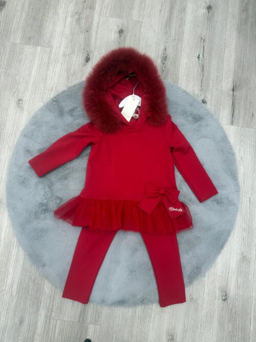 Coordinato Bimbalò in pelliccia di visone rossa
