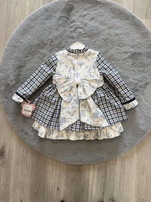 Abito bambola blu con fiocco