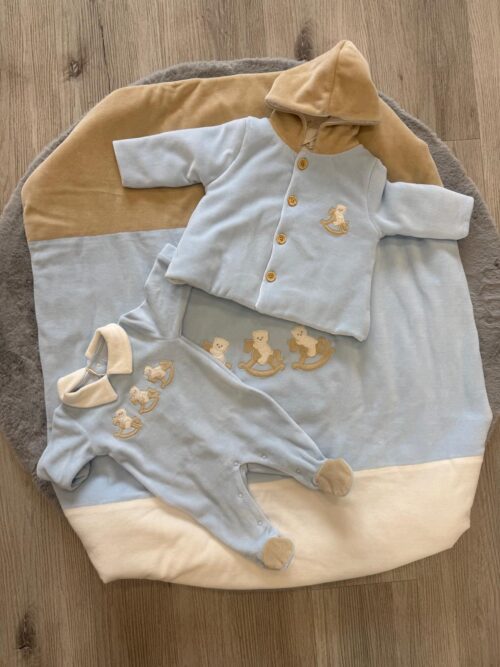 Coordinato 3pz in ciniglia neonato