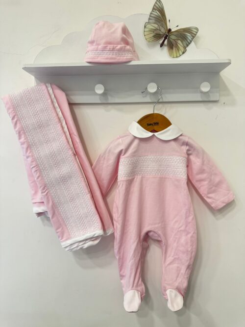 Set neonata in cotone rosa clinico Deolinda