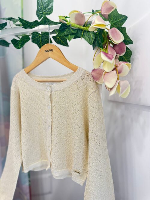 Cardigan in filo beige e oro TucTuc