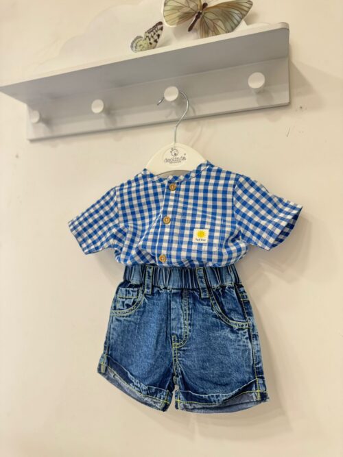 Coordinato neonato in denim e lino TucTuc