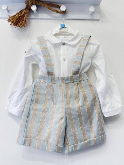 Completo con bretelle con camicia di lino Deolinda