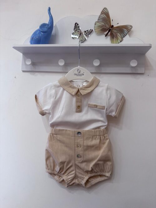 Completino neonato beige in cotone Deolinda