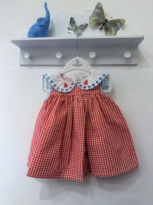 Abito quadri rosso bimba Deolinda