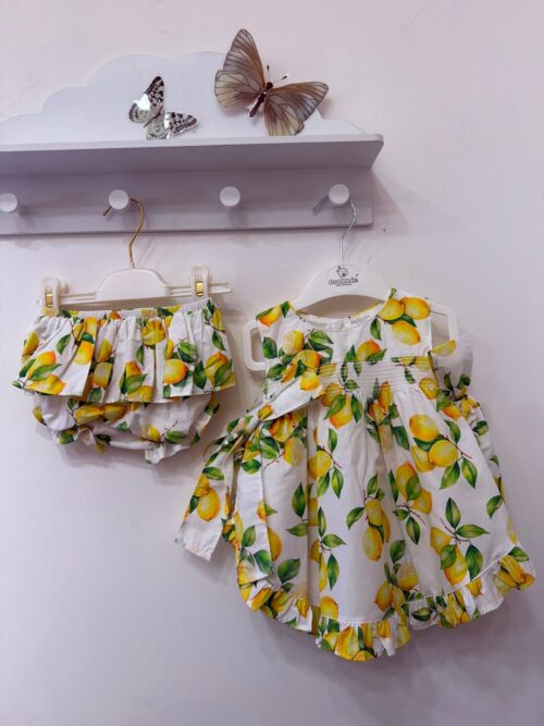 Completo con culotte in cotone fantasia limoni Deolinda