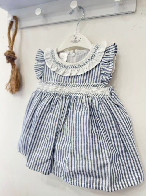 Abito a righe e punto a smock bimba Deolinda