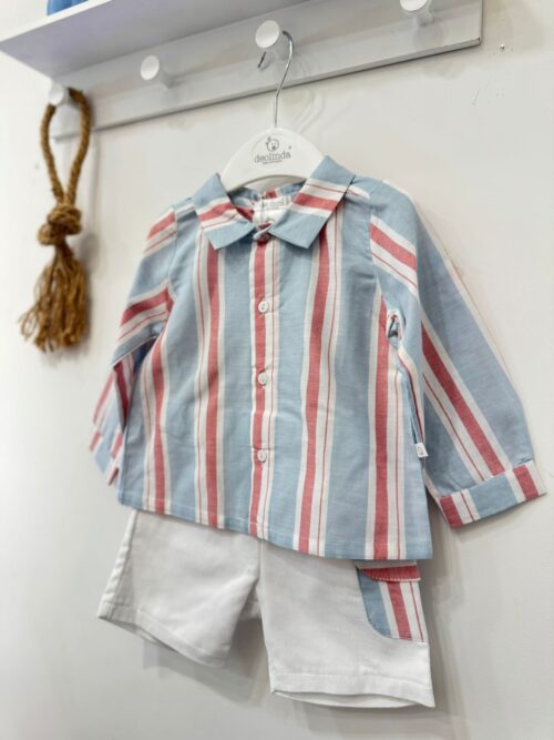 Completino in camicia blu e rosso bimbo Deolinda
