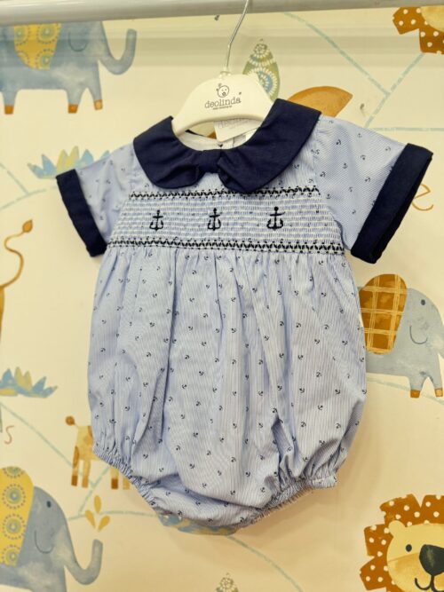 Pagliaccetto in punto a smock e cotone Deolinda