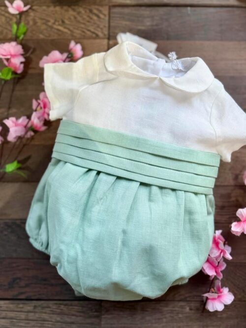 Pagliaccetto in lino verde acqua Deolinda