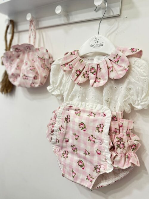 Pagliaccetto in pizzo san gallo neonata Deolinda