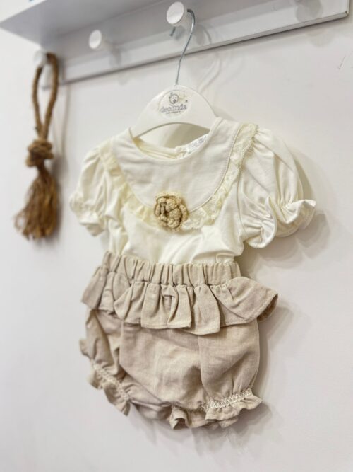 Coordinato neonata beige con culotte