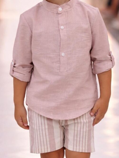 Completo rosa bimbo in lino e cotone