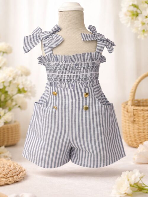 Coordinato in lino misto fantasia righe Deolinda