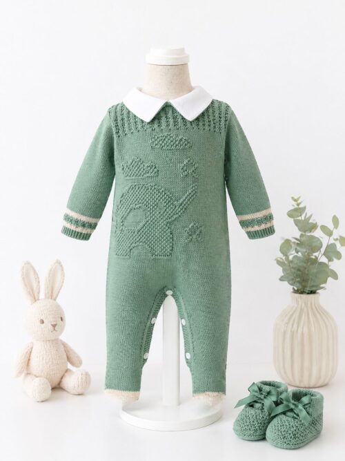 Tutina ricamata verde La Sartoria Dei Piccoli