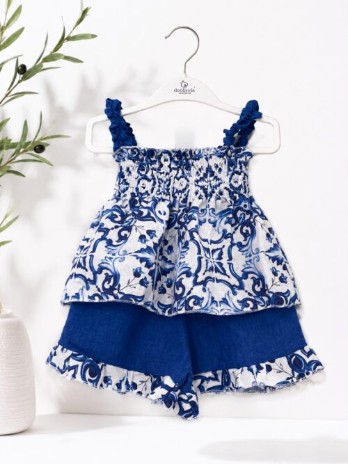 Coordinato in lino blu