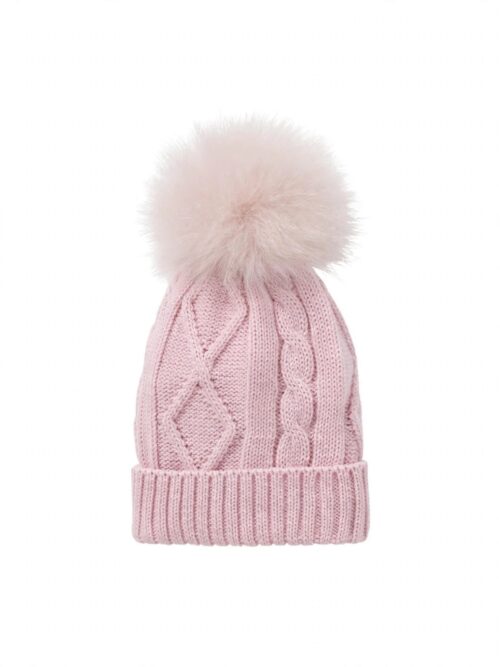 Cappello rosa in pura lana e pelliccia La Sartoria Dei Piccoli