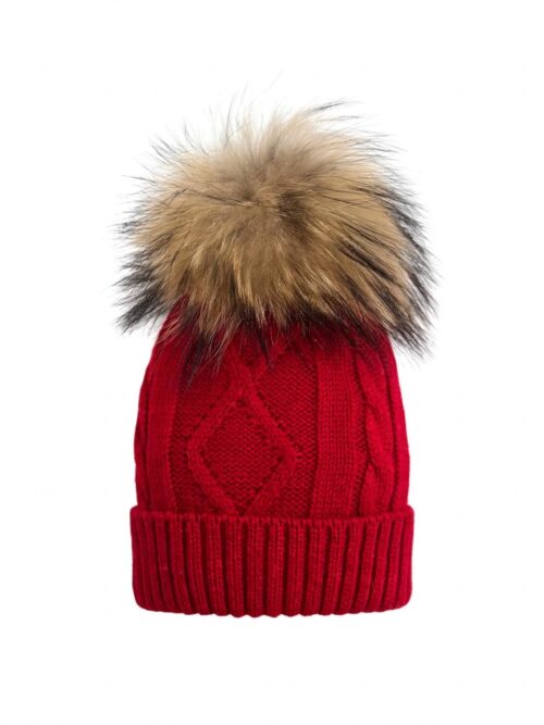 Cappello rosso in lana e pura pelliccia La Sartoria Dei Piccoli