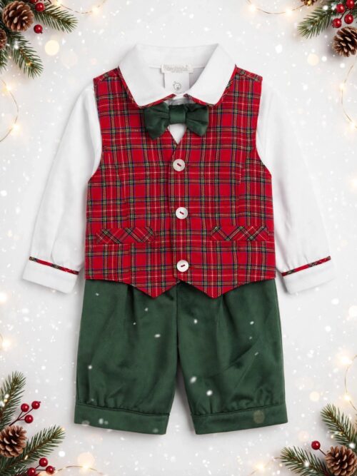 Coordinato in tartan e velluto Deolinda