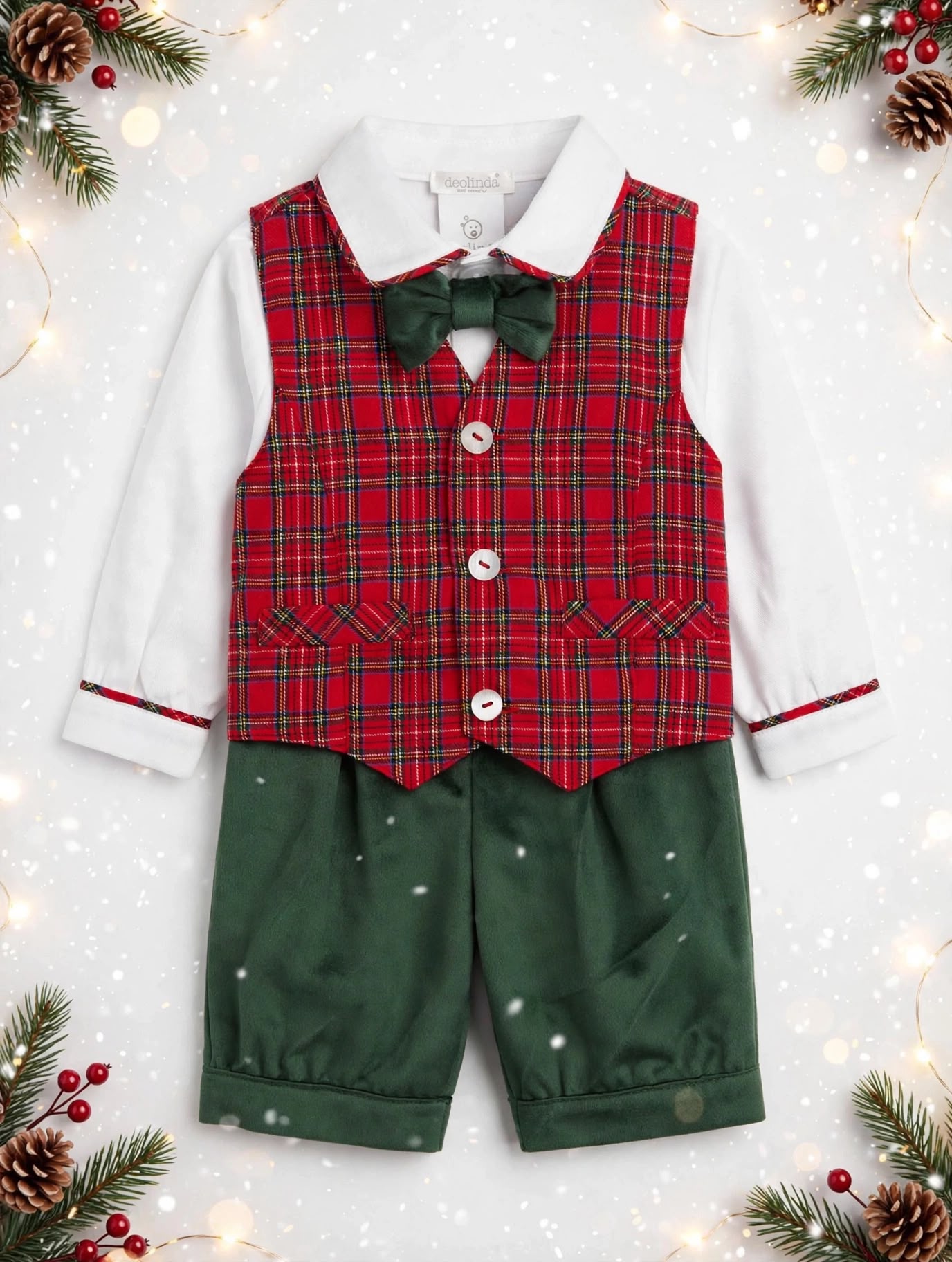 Coordinato in tartan e velluto Deolinda