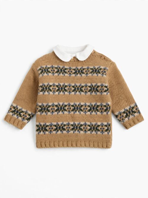 Maglioncino in pura lana beige realizzato con prodotti naturali