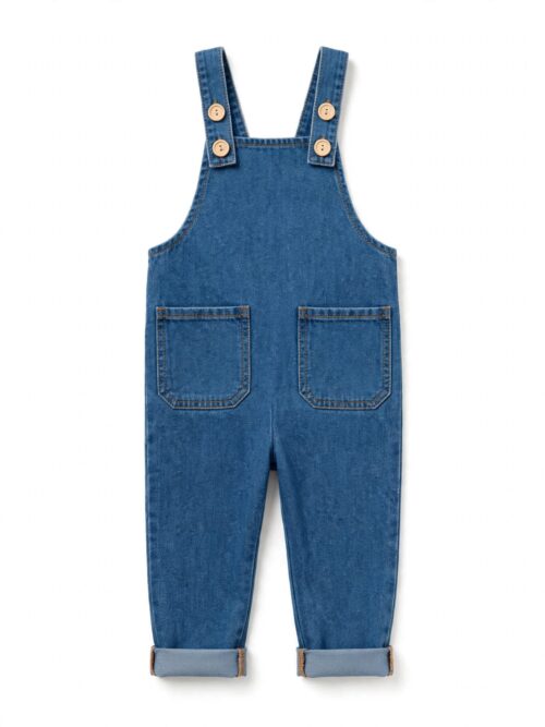 Salopette in denim in materiali naturali