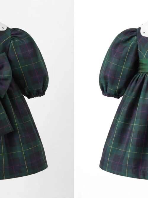 Abito in tartan quadri con fiocco removibile la Sartoria dei piccoli