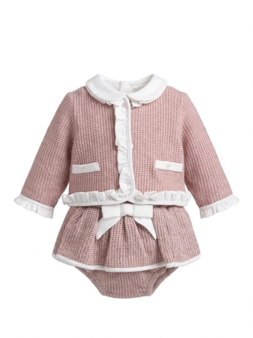 Coordinato in lana rosa 3pezzi Deolinda