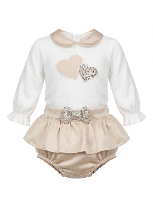 Coordinato beige in raso e seta Deolinda