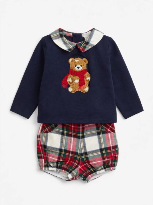 Completo in tartan e lana in short Deolinda